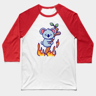 Cute Koala Hanging On Burning Tree Baseball T-Shirt